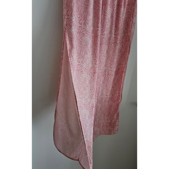 Maaji Wide Leg Side Slit Pants Pink Palm Tree Beach Resort Swim Cover Up Small - Picture 4 of 8